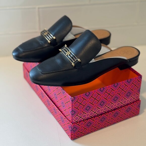 Tory Burch Black Mules with Gold Accents - Picture 3 of 6